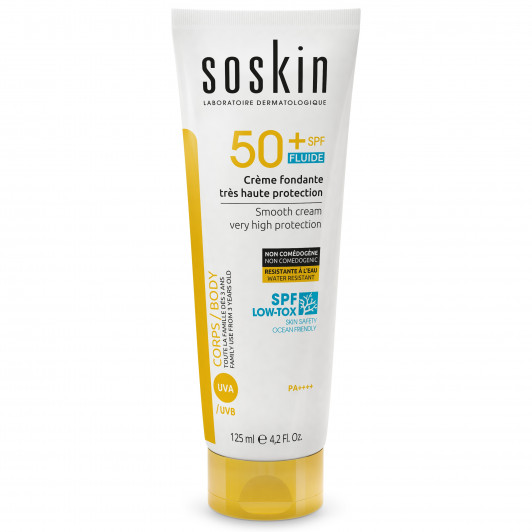 Тающий солнцезащитный крем SPF50+ с очень высокой степенью защиты SPF50+ smooth cream very high protection, 125 мл  | Soskin |