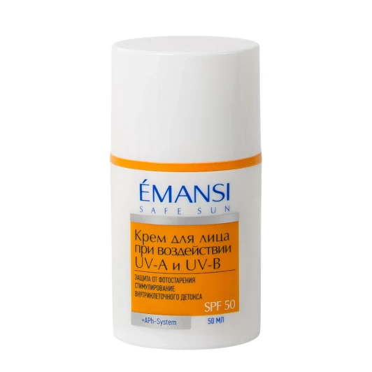 Крем для защиты кожи лица при воздействии УФА и УФВ SPF 50, 50 мл, 100 мл | Emansi |