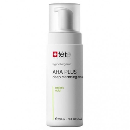 Мусс c комплексом AHA и Азелаиновой кислотой AHA Plus Deep Cleansing Mousse, 75 мл, 150 мл  | TETe |